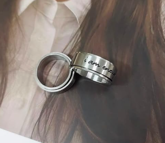 "I am enough" Rotatable Stainless Steel Ring