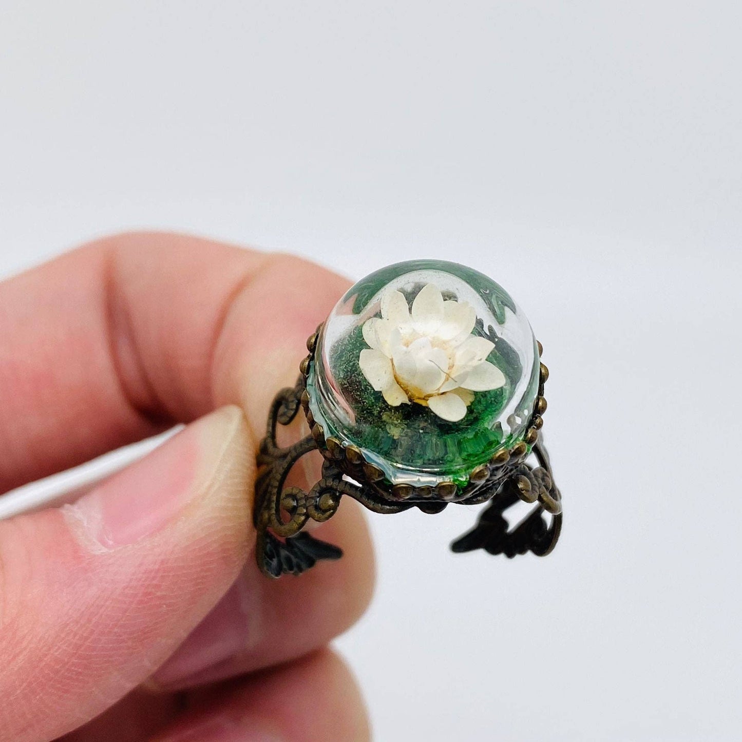 Colorful Baby's Breath Dried Flowers Classical Ring