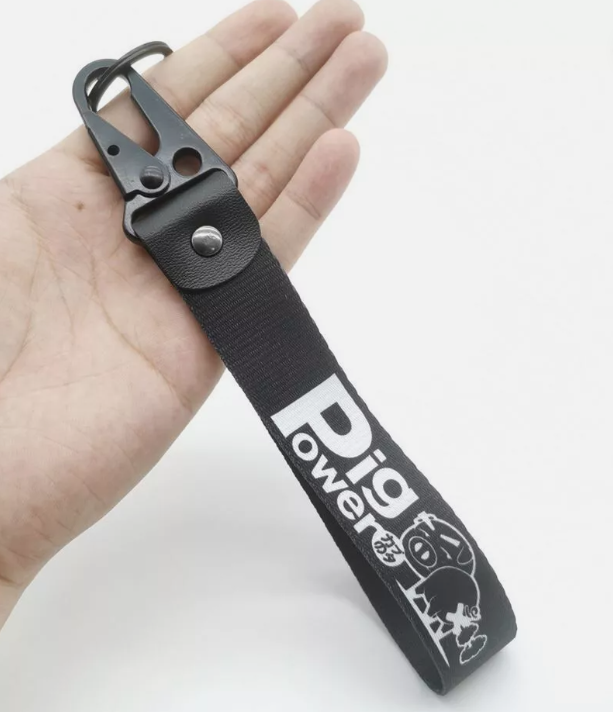 Pig Power Black For Mitsubishi Car Keychain Key Ring Strap Lanyard Accessories