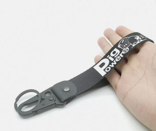Pig Power Black For Mitsubishi Car Keychain Key Ring Strap Lanyard Accessories