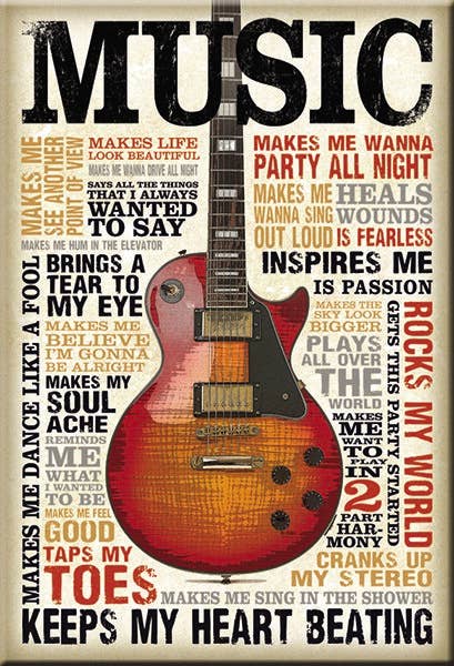 Magnet: Music Inspires Me Metal wrapped with printed media