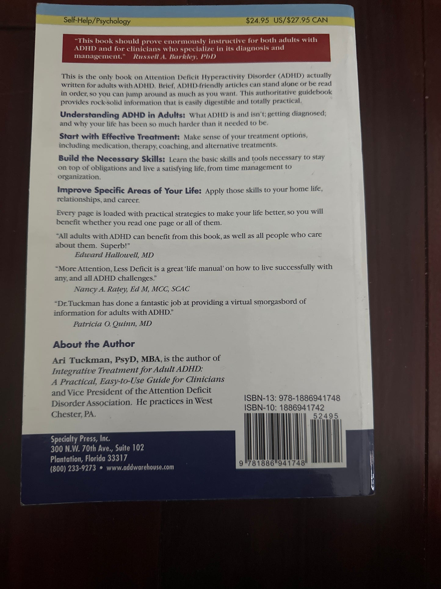 More Attention, Less Deficit: Success Strategies for Adults with ADHD Paperback by Ari Tuckman