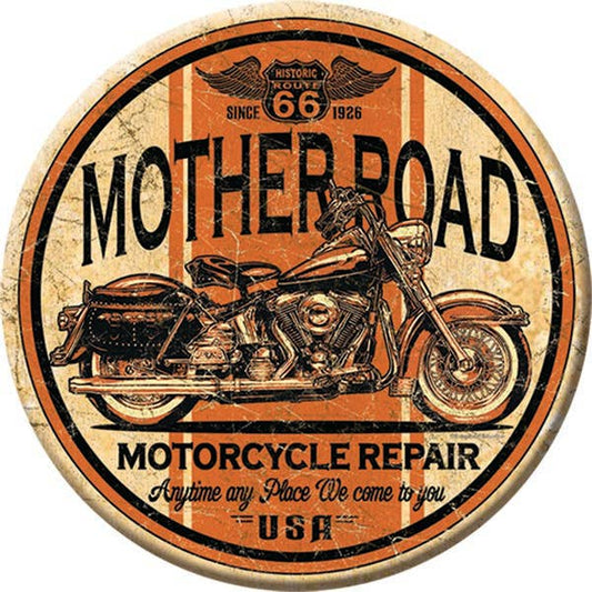 Magnet: Mother Road Motorcycle Repair Metal wrapped with printed media