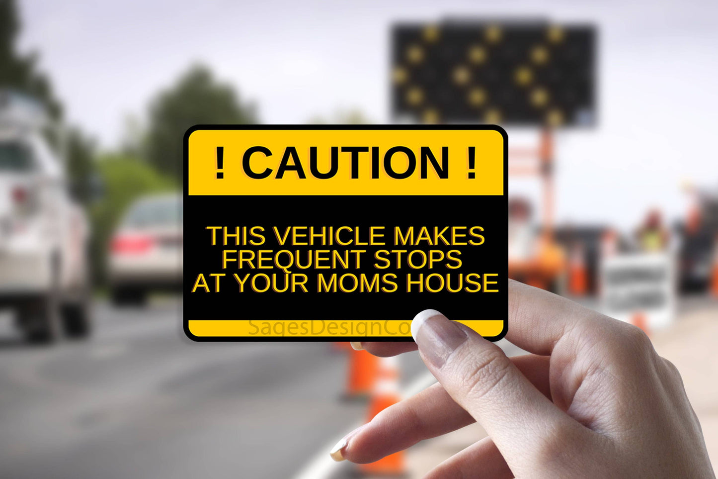 CAUTION! This Vehicle Makes Frequent Stops At Your Moms House Sticker, Meme Sticker, Funny Weatherproof Sticker/ Your Mom Sticker