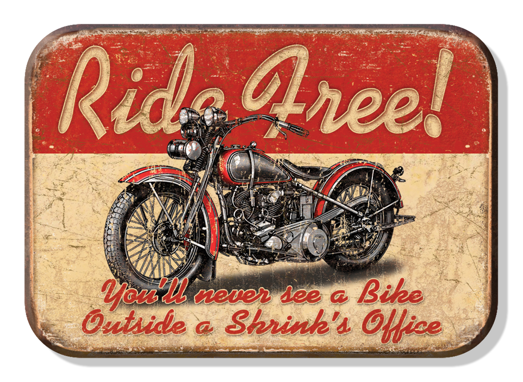 Magnet: Ride Free Metal wrapped with printed media
