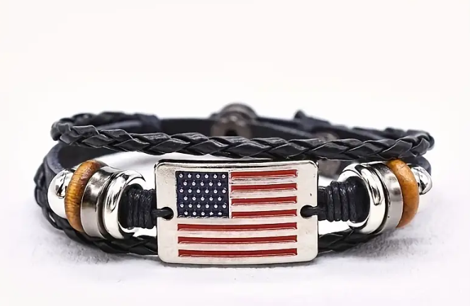 Patriotic American Flag Bangle Bracelet