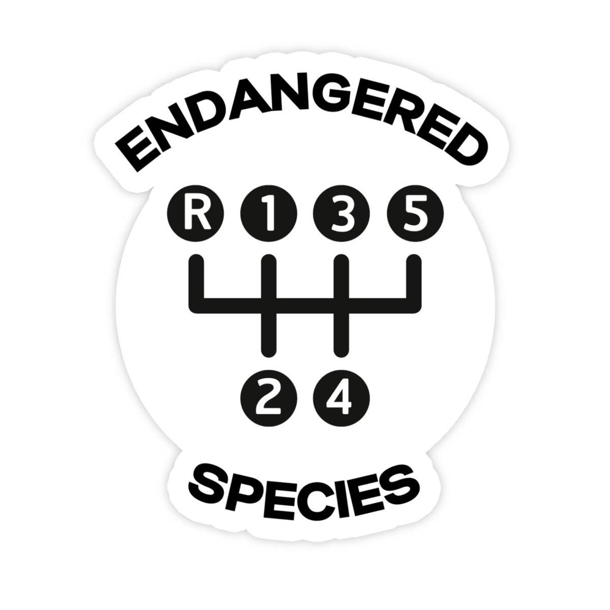 Endangered Species Five Speed Manual Car Waterproof Vinyl Sticker Decal for Car, Waterbottle and, Laptop