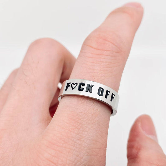 “Fuck off” 6mm Stainless Steel Ring