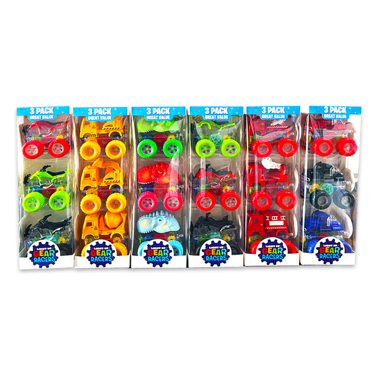 3-PACK LIGHT UP GEAR RACERS TOY CARS