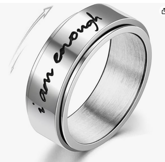 "I am enough" Rotatable Stainless Steel Ring