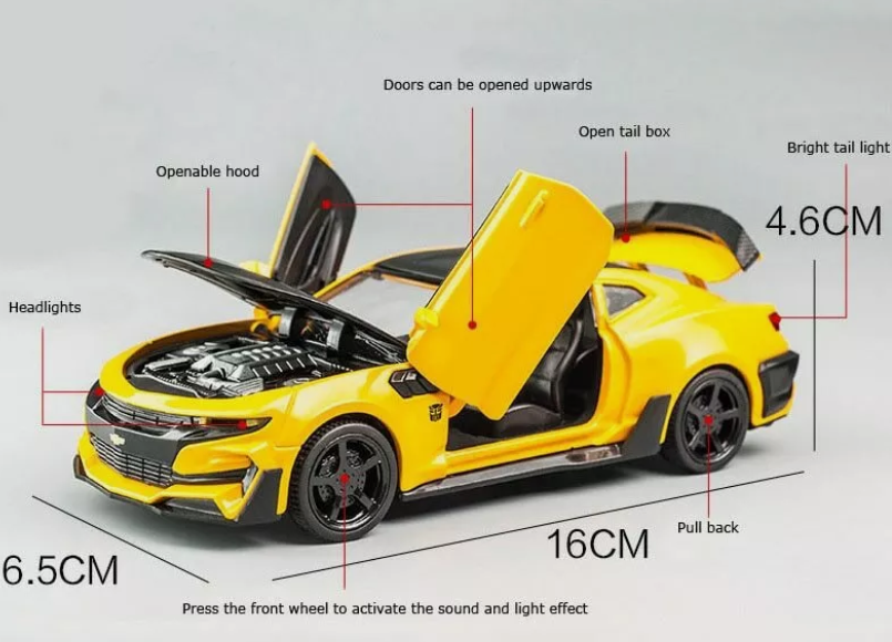 1:32 Chevrolet Camaro Bumblebee Diecast Sports Vehicles Sound and Light Toy