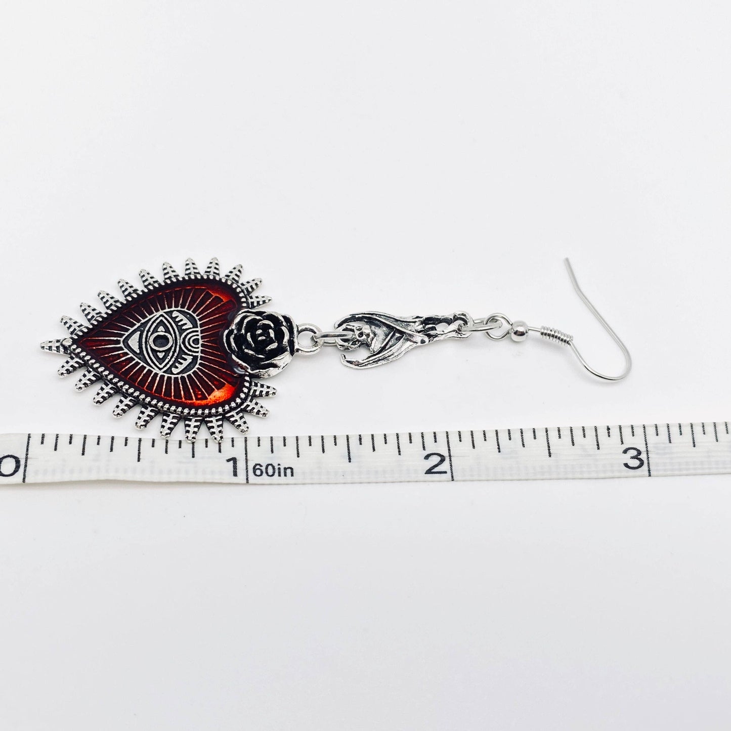 Dark Gothic Punk Bat Heart-shaped Bloody Eye Earrings - GT