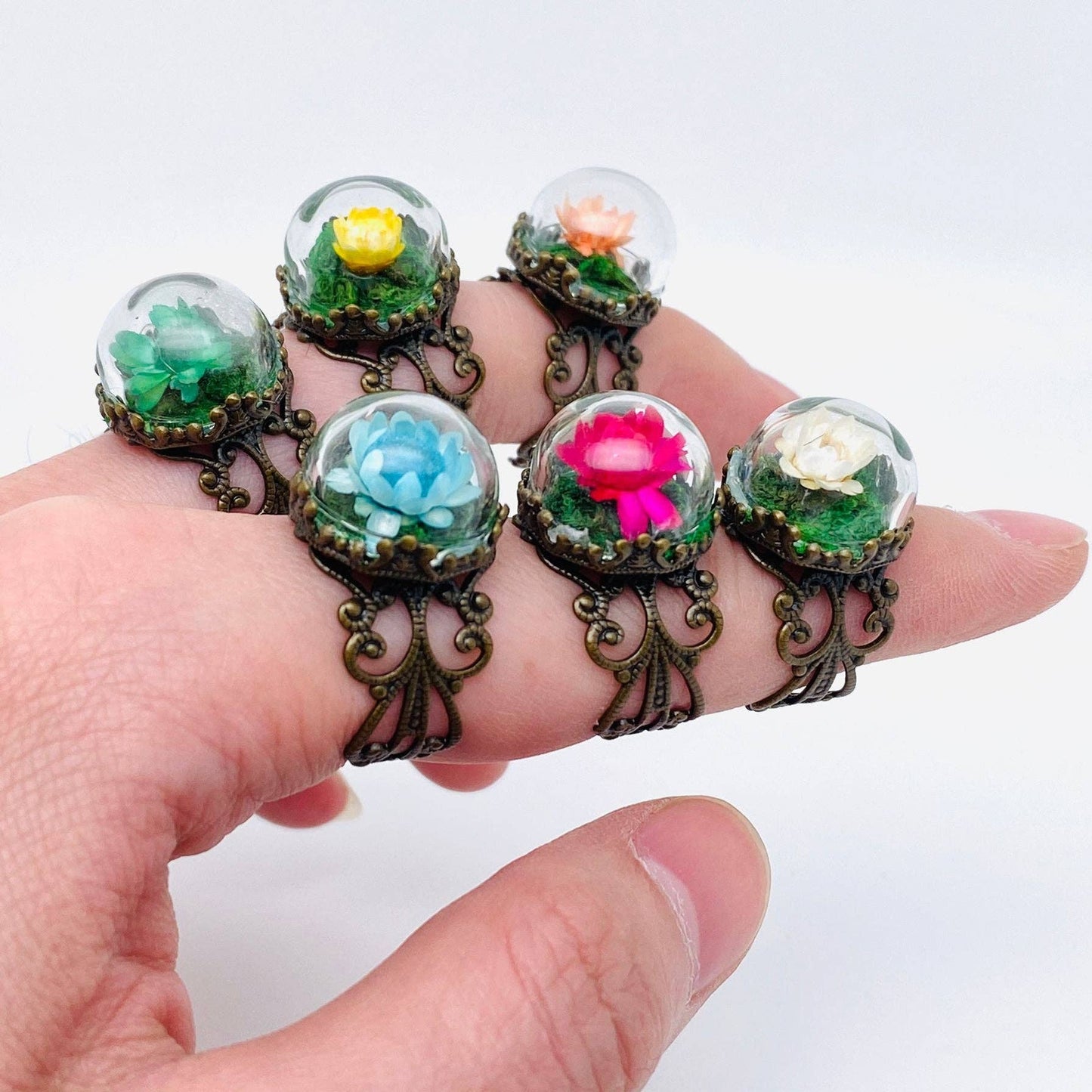 Colorful Baby's Breath Dried Flowers Classical Ring