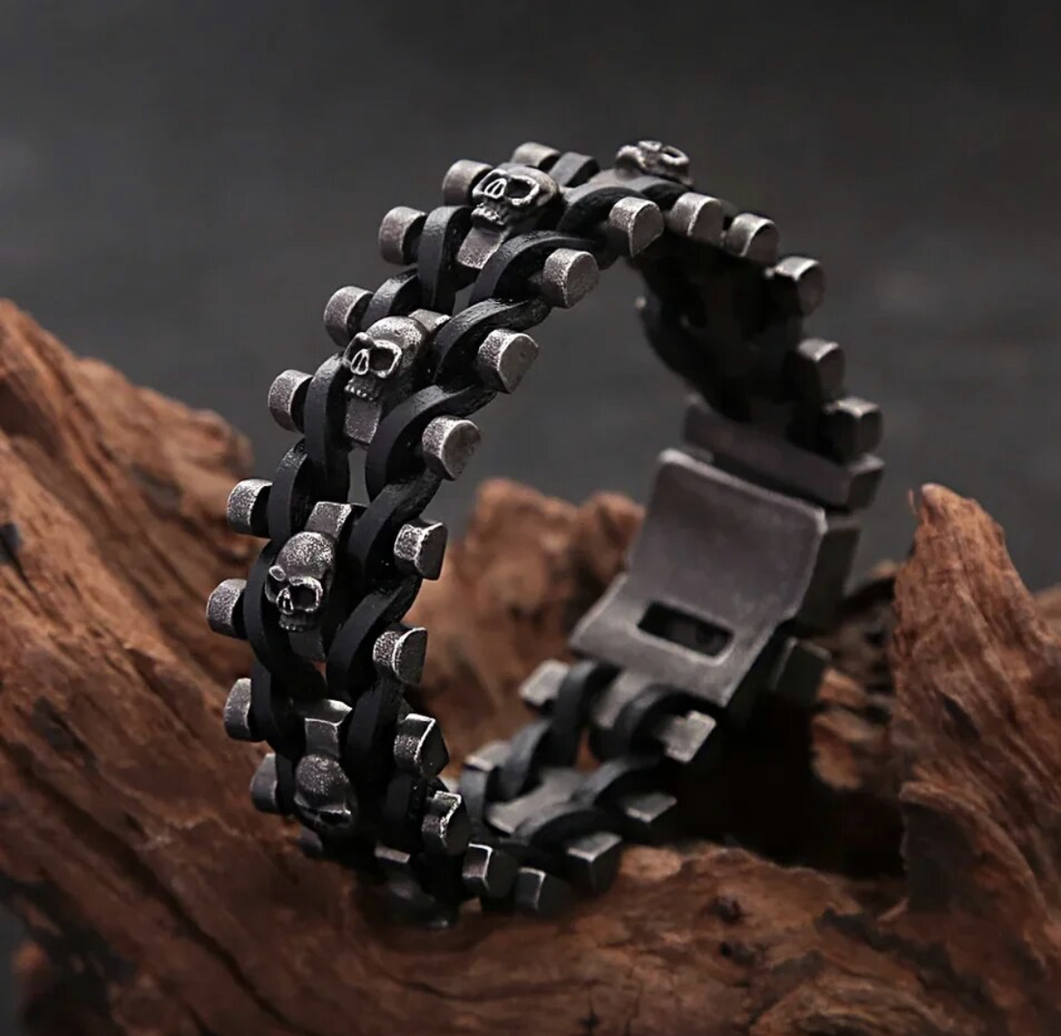 Gothic Domineering Skeleton Bracelet Stainless Steel Biker Bracelets