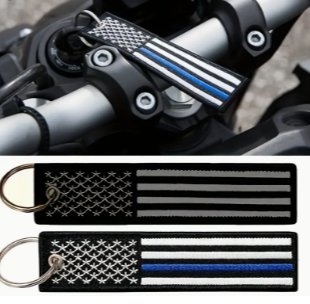 USA FLAG BLACKOUT - MOTORCYCLE KEY TAG