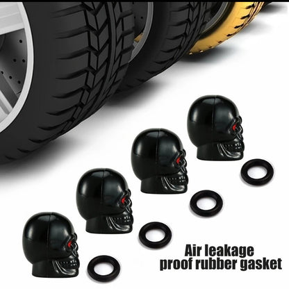 Dsycar Black Skull Style Antirust Copper Core Truck Motorcycle Bike Car Tires Valve Stem Caps , 4Pcs