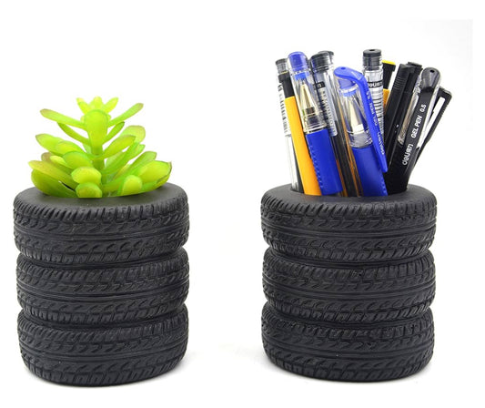 Tire Shaped Planter Pencil Holder Pen Holder for Desk Home Office Accessories