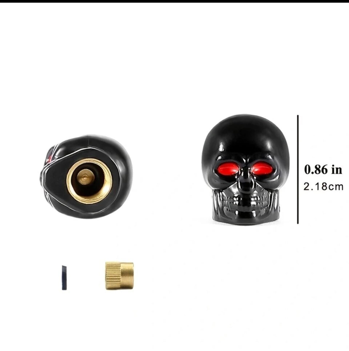 Dsycar Black Skull Style Antirust Copper Core Truck Motorcycle Bike Car Tires Valve Stem Caps , 4Pcs