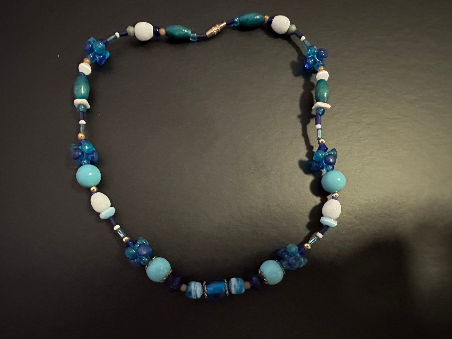 Blue and White Beaded Necklace