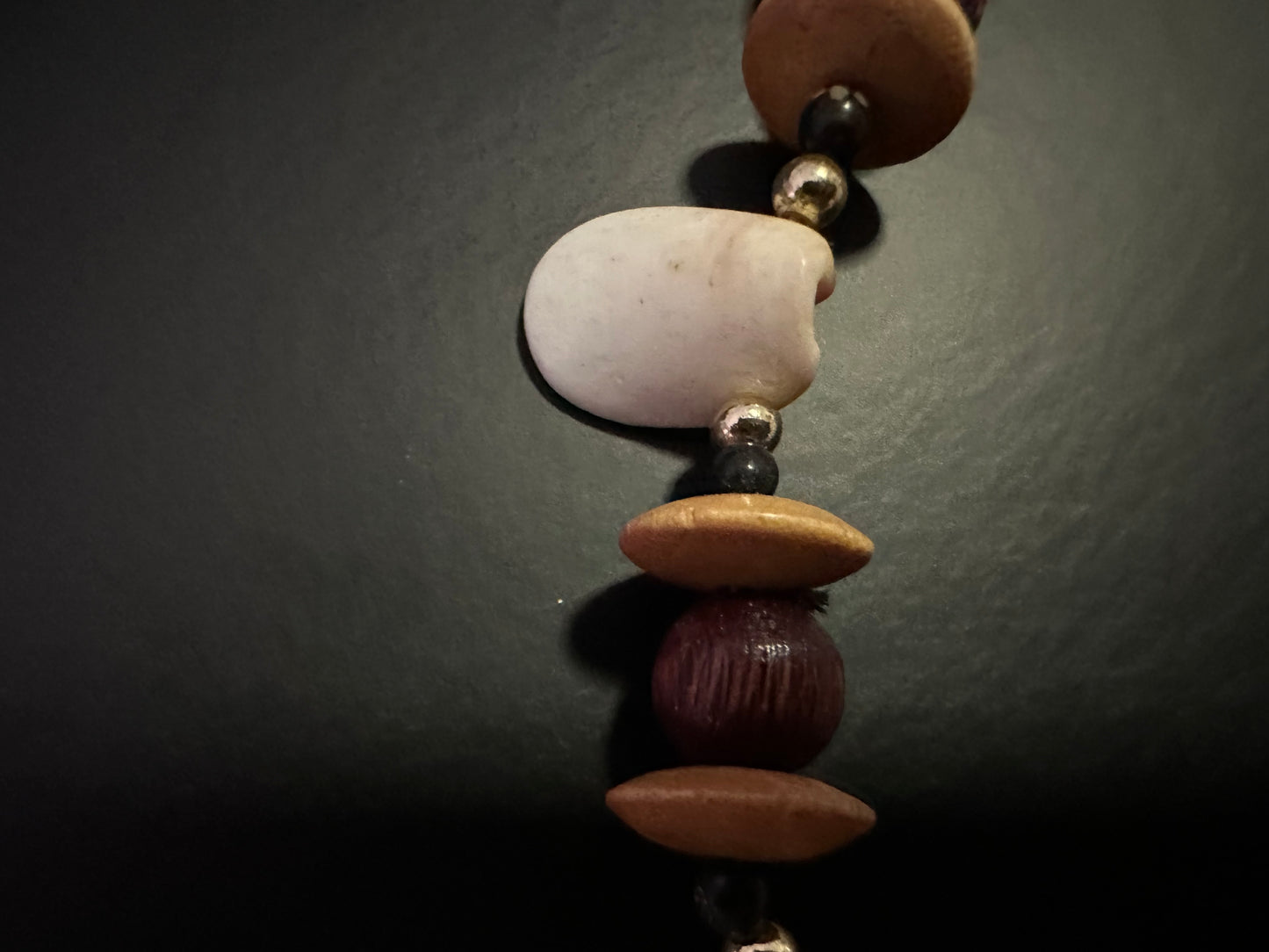 Vintage Handmade Wood, Beads & Shells Necklace