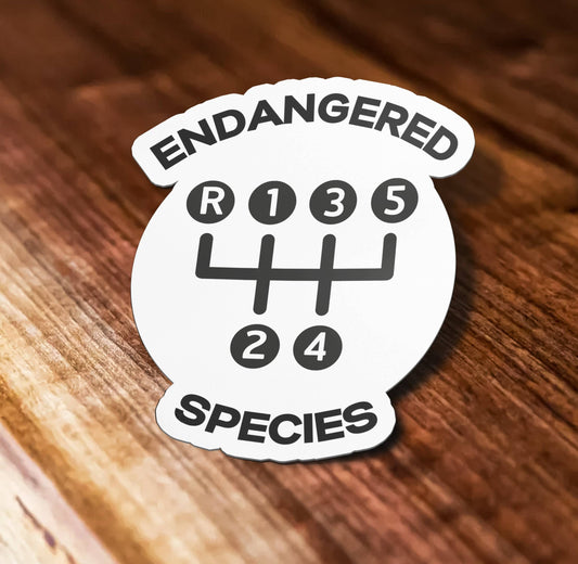 Endangered Species Five Speed Manual Car Waterproof Vinyl Sticker Decal for Car, Waterbottle and, Laptop