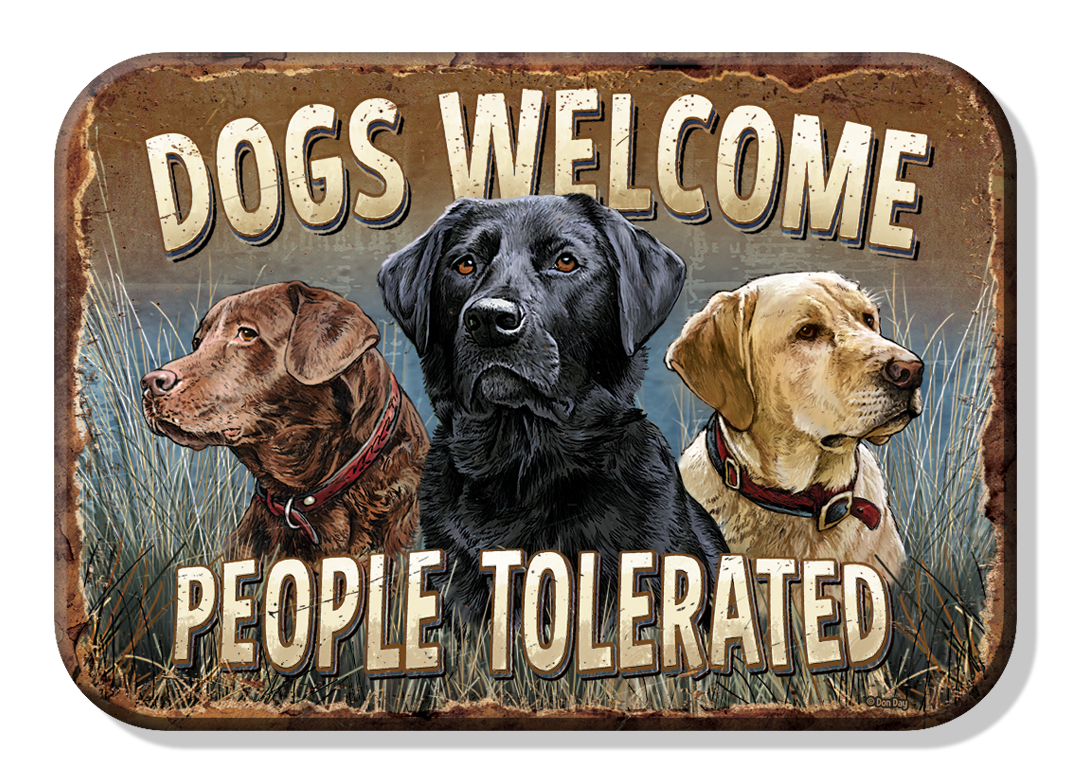 Magnet: Dogs Welcome Metal wrapped with printed media