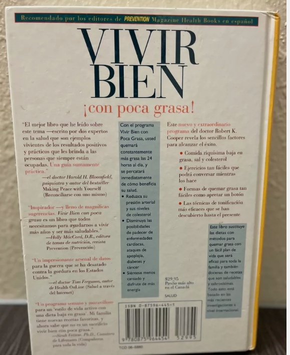 Vivir Bien Con Poca Grasa: Habilidad No Voluntad Hardcover – January 1, 1997 Spanish Edition  by Robert K. Cooper