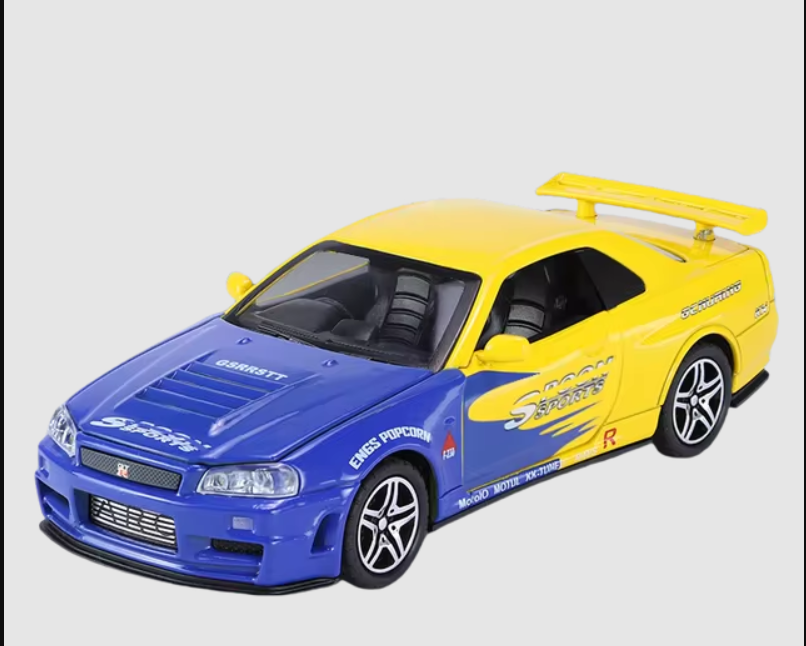 1/32 Nissan GTR R34 Sound, Light & Pullback Action